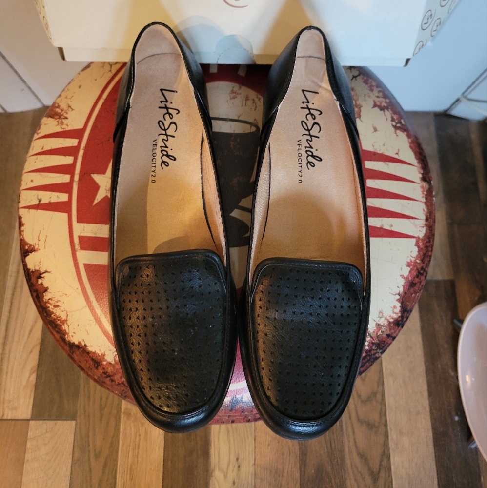 Life Stride Black Perforated Flats